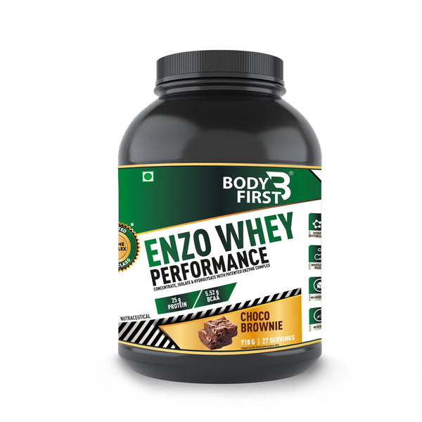 BodyFirst® Enzo Whey Performance | 25g Protein, 5.52g BCAA, Digezyme Enzyme Complex | Muscle Recovery & Better Protein Digestion
