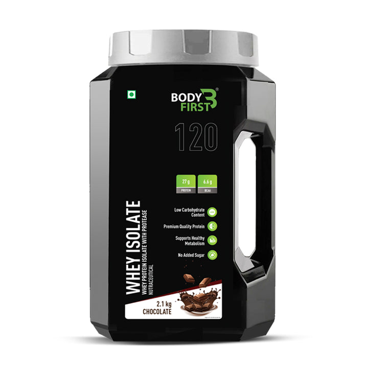 BodyFirst® Whey Isolate | 27g Protein, and  6.6g BCAA | Whey Protein for Performance, Muscle Endurance, and Immunity Booster.