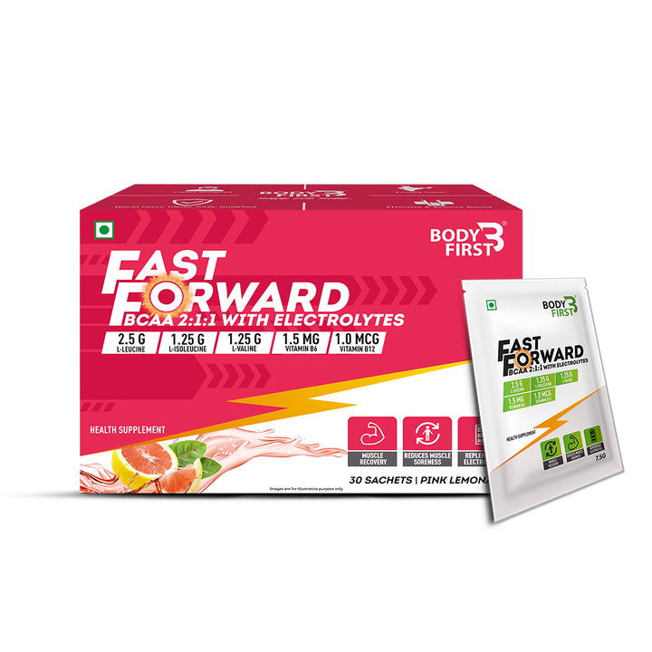 BCAA Fast Forward with 2:1:1, L-Leucine, L-Isoleucine & L-Valine - Pre/Post & Intra Workout Supplement For Recovery & Performance Boost
