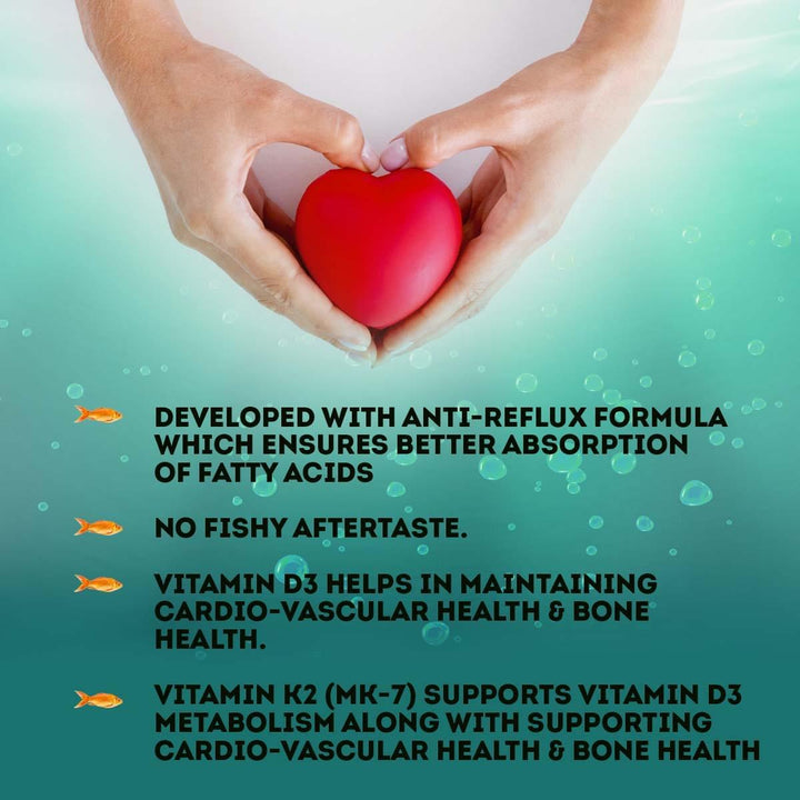 3X FISH OIL ADVANCE with Vitamin D3 and Vitamin K2 for Cardio-vascular Health and Bone Health.