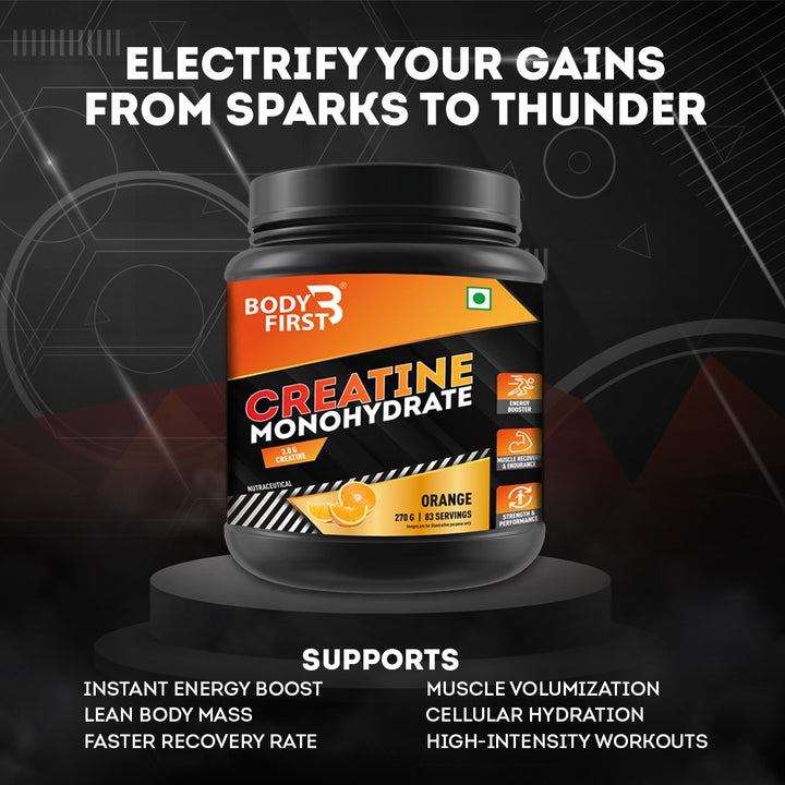 BodyFirst® Creatine Monohydrate 3g for Fitness & Intense Workout | Muscle Strength, Muscle Recovery & Energy Booster