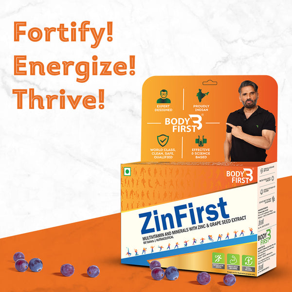 BodyFirst ZinFirst Multivitamin for Men & Women | For Energy, Immunity, Eyes, Hair & Skin Health.