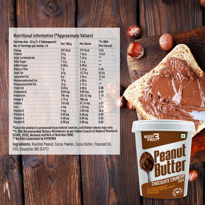 "Crunchy chocolate peanut butter nutritional information "